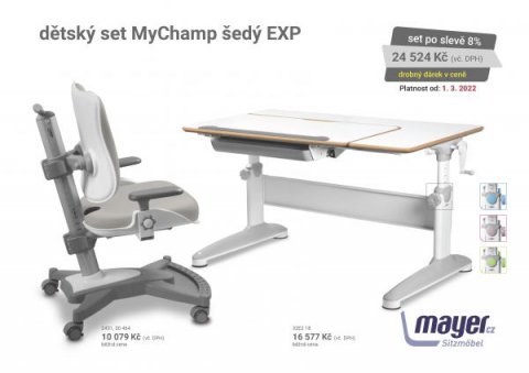 Dětský set Mayer – rostoucí židle MYCHAMP a rostoucí stůl EXPERT, šedý + dárek