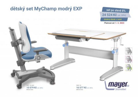 Dětský set Mayer – rostoucí židle MYCHAMP a rostoucí stůl EXPERT, modrý + dárek