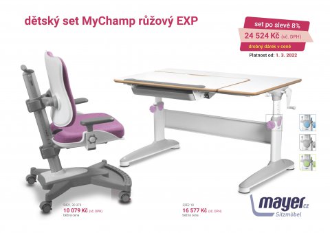 Dětský set Mayer – rostoucí židle MYCHAMP a rostoucí stůl EXPERT, růžový + dárek